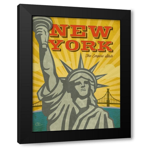 New York The Empire State Black Modern Wood Framed Art Print with Double Matting by Pulve, Renee
