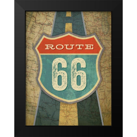 Route 66 Black Modern Wood Framed Art Print by Pulve, Renee