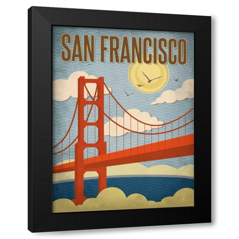 San Francisco Golden Gate Bridge Black Modern Wood Framed Art Print by Pulve, Renee
