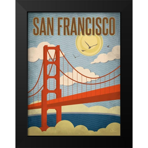 San Francisco Golden Gate Bridge Black Modern Wood Framed Art Print by Pulve, Renee