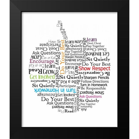 Apple Etiquette  Black Modern Wood Framed Art Print by Proctor, Tenisha