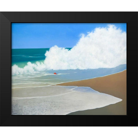 Red Pail in the Sand Black Modern Wood Framed Art Print by Pettigrew, Martha
