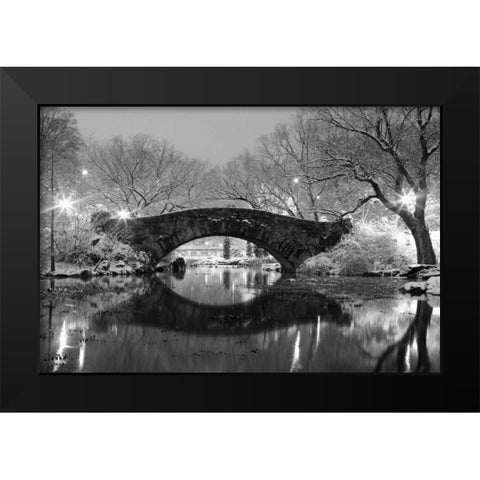 Bridge in Winter Black Modern Wood Framed Art Print by PhotoINC Studio