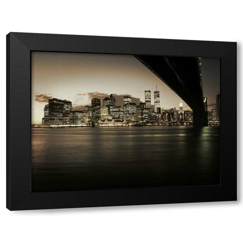 Brooklyn Bridge Black Modern Wood Framed Art Print with Double Matting by PhotoINC Studio