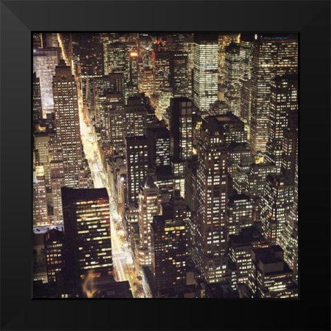 City Lights Black Modern Wood Framed Art Print by PhotoINC Studio
