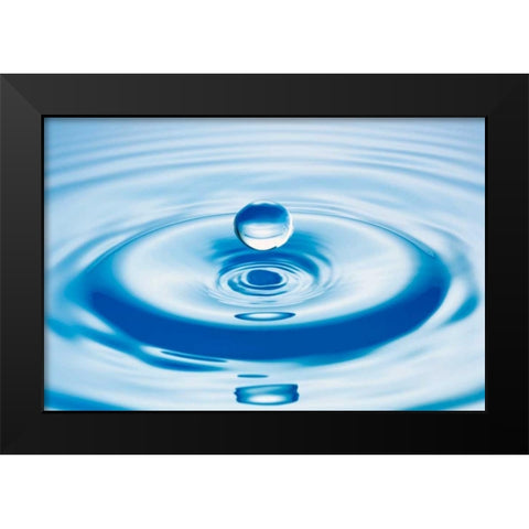 Droplet Black Modern Wood Framed Art Print by PhotoINC Studio
