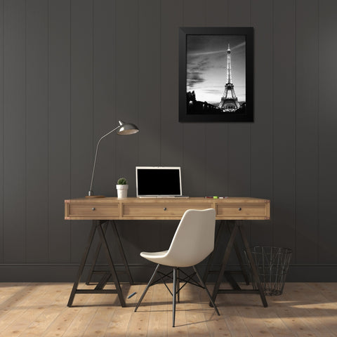 Eiffel Tower Black Modern Wood Framed Art Print by PhotoINC Studio