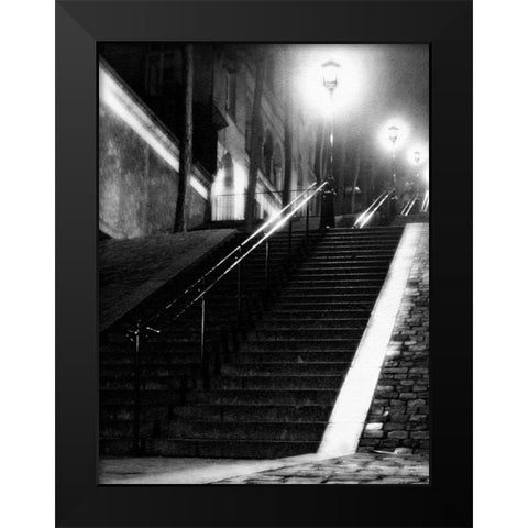 Montmartre Black Modern Wood Framed Art Print by PhotoINC Studio