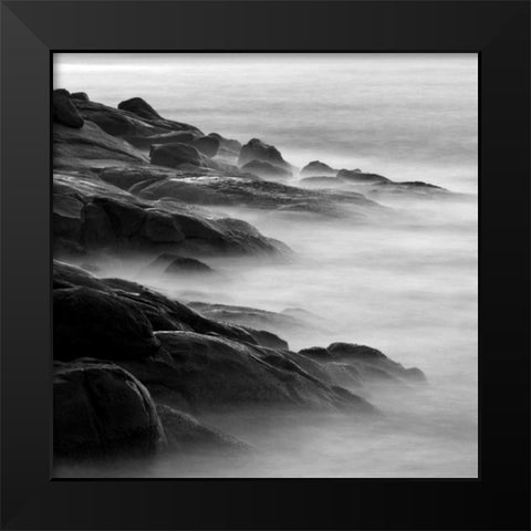 Rocks in Mist 1 Black Modern Wood Framed Art Print by PhotoINC Studio