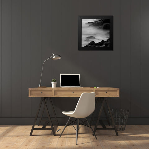 Rocks in Mist 2 Black Modern Wood Framed Art Print by PhotoINC Studio