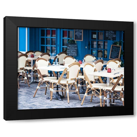 Blue Cafe Black Modern Wood Framed Art Print by Price, Melanie Alexandra