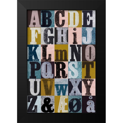 Alphabet Color Black Modern Wood Framed Art Print by Folcarelli, Pernille