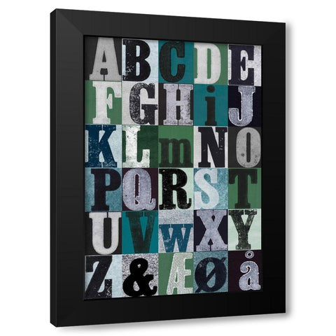 Alphabet Green Black Modern Wood Framed Art Print with Double Matting by Folcarelli, Pernille
