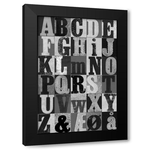 Alphabet Grey Black Modern Wood Framed Art Print with Double Matting by Folcarelli, Pernille