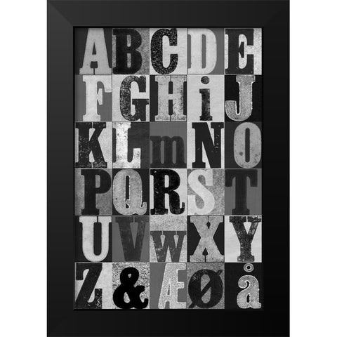 Alphabet Grey Black Modern Wood Framed Art Print by Folcarelli, Pernille