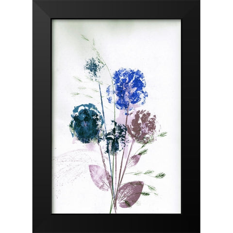 Bouquet Blue Black Modern Wood Framed Art Print by Folcarelli, Pernille