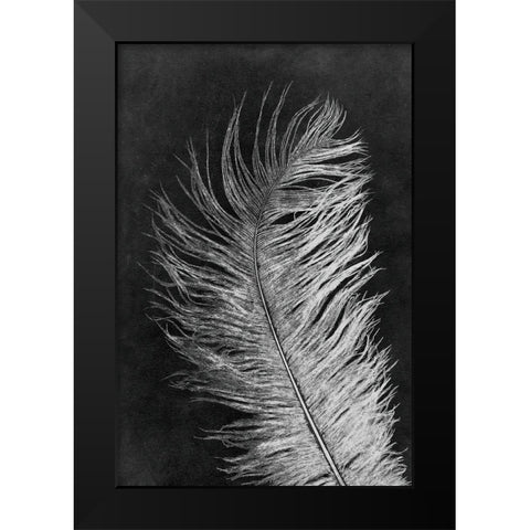 Feather 3 Dark Black Modern Wood Framed Art Print by Folcarelli, Pernille