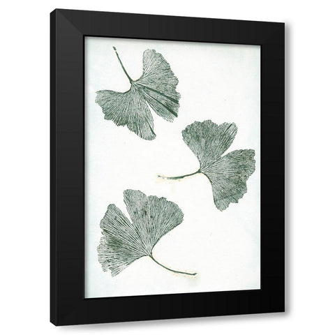 Ginkgo 1 Green Black Modern Wood Framed Art Print with Double Matting by Folcarelli, Pernille
