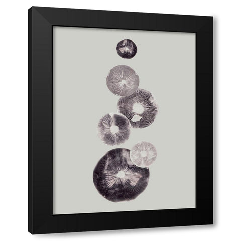 Mushroom Light Grey Black Modern Wood Framed Art Print with Double Matting by Folcarelli, Pernille