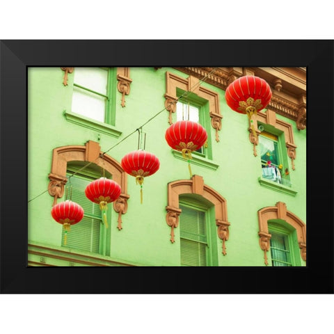 Lanterns In The Wind Black Modern Wood Framed Art Print by Quintero, Sonja