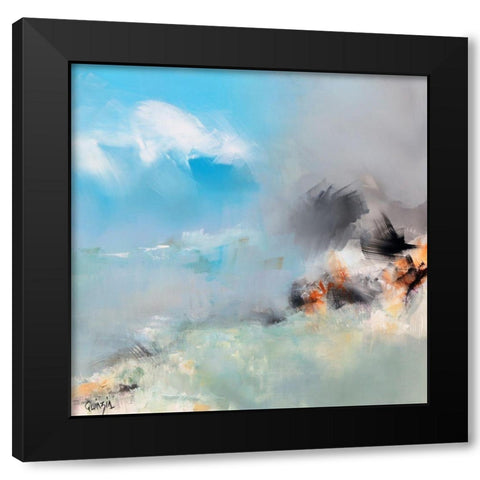 Living Blue Black Modern Wood Framed Art Print with Double Matting by Quinzin, Marianne