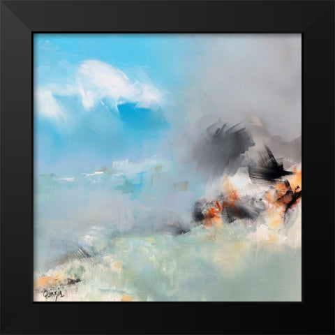 Living Blue Black Modern Wood Framed Art Print by Quinzin, Marianne