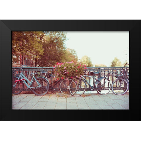 Amsterdam Bikes No. 1 Black Modern Wood Framed Art Print by Quintero, Sonja
