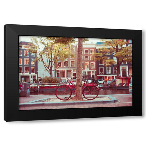 Amsterdam Bikes No. 2 Black Modern Wood Framed Art Print by Quintero, Sonja