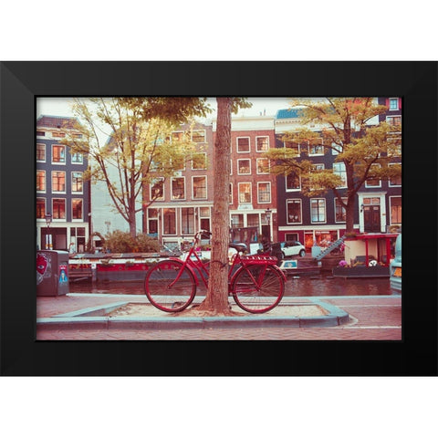 Amsterdam Bikes No. 2 Black Modern Wood Framed Art Print by Quintero, Sonja