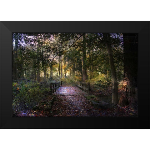 Beyond The Wooden Bridge Black Modern Wood Framed Art Print by Rivera, John