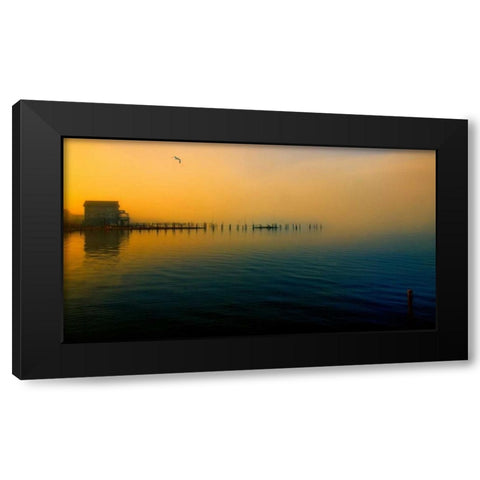Morning Comes on The Bay Black Modern Wood Framed Art Print with Double Matting by Rivera, John