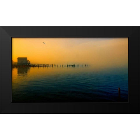 Morning Comes on The Bay Black Modern Wood Framed Art Print by Rivera, John