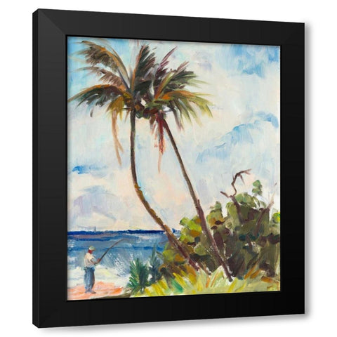 Fishing under Palms Black Modern Wood Framed Art Print by Rodgers, Richard A.