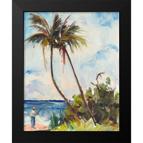 Fishing under Palms Black Modern Wood Framed Art Print by Rodgers, Richard A.