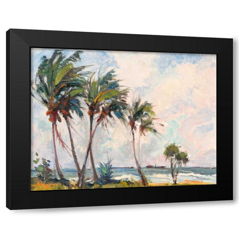 Six Palms Black Modern Wood Framed Art Print with Double Matting by Rodgers, Richard A.