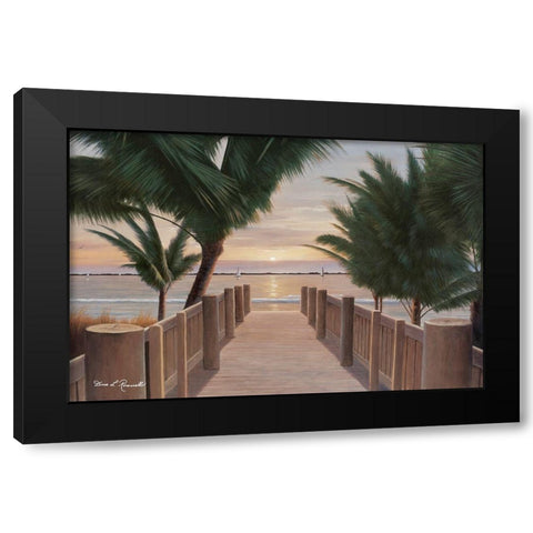 Palm Promenade Black Modern Wood Framed Art Print with Double Matting by Romanello, Diane