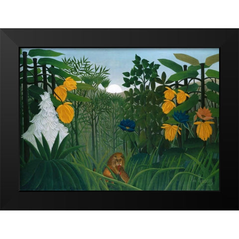 The Repast of the Lion Black Modern Wood Framed Art Print by Rousseau, Henri