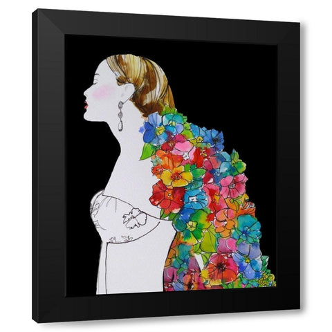 Flower Hair Black Modern Wood Framed Art Print by Rideout, Schuyler