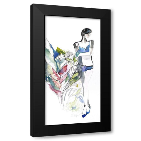 Lingerie Lady Black Modern Wood Framed Art Print by Rideout, Schuyler