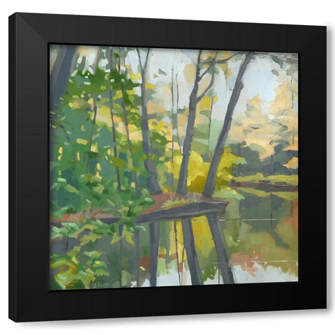 Wooded Pond Black Modern Wood Framed Art Print with Double Matting by Rufo, John