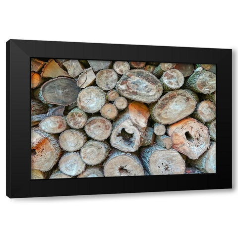 Woodpile Black Modern Wood Framed Art Print with Double Matting by Ryan, Brooke T.