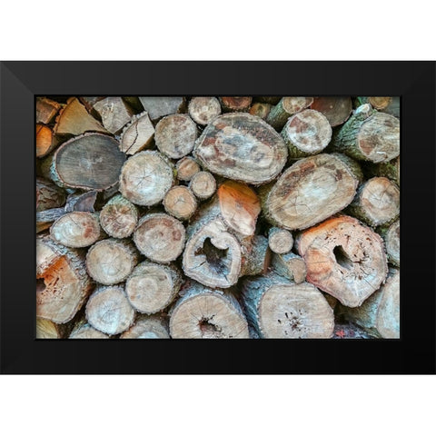 Woodpile Black Modern Wood Framed Art Print by Ryan, Brooke T.