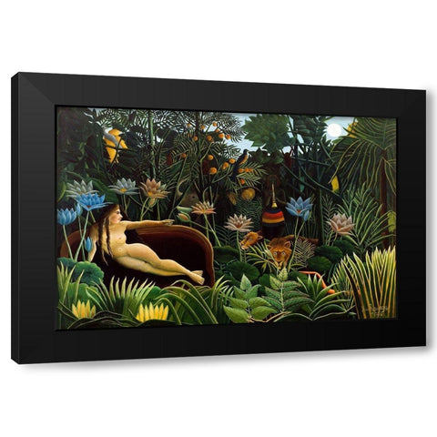 The Dream Black Modern Wood Framed Art Print with Double Matting by Rousseau, Henri