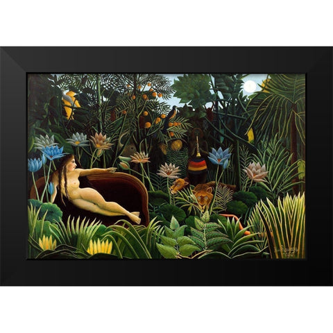 The Dream Black Modern Wood Framed Art Print by Rousseau, Henri