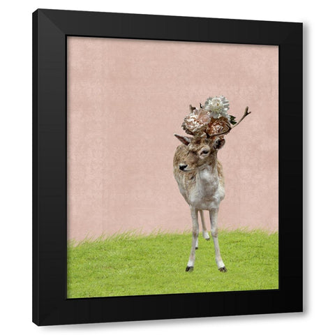 Buck on Pink Black Modern Wood Framed Art Print by Ryan, Brooke T.