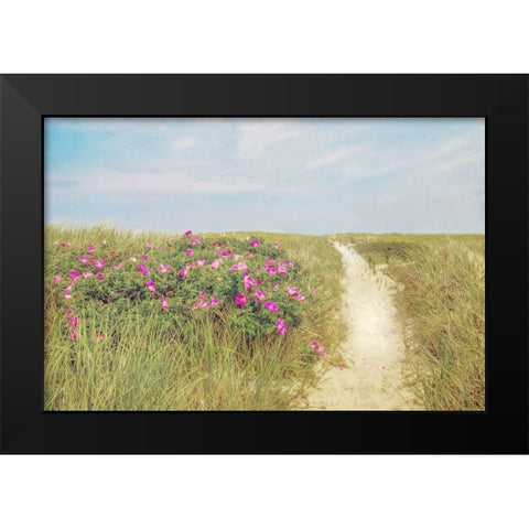Beach Roses Black Modern Wood Framed Art Print by Ryan, Brooke T.