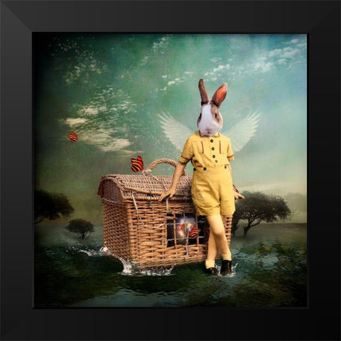 The Guardian of The Universe Black Modern Wood Framed Art Print by Roch, Martine