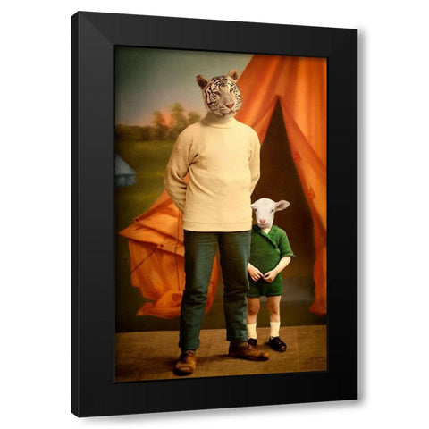 Summer Camp Black Modern Wood Framed Art Print with Double Matting by Roch, Martine