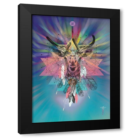 Cosmic Deer Black Modern Wood Framed Art Print with Double Matting by Roberts, Karin