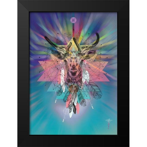 Cosmic Deer Black Modern Wood Framed Art Print by Roberts, Karin